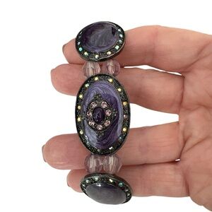 New BRACELET Purple Gem BIRCH HILL Stretch Victorian Style